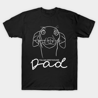 Italian Greyhound dad; with cute cartoon IGGY line art. T-Shirt